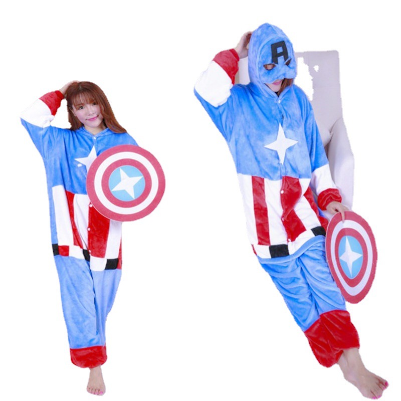 Wholesale Autumn and Winter Octopus Sloth Santa Claus Cartoon Anime Superman Pajamas Men's and Women's Home Clothes Flannel