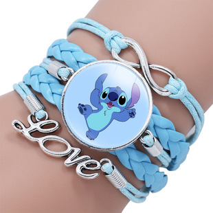 Star Baby Stitch logo Blue Multi-Layer Bracelet Stitch Cartoon Time Gem Bracelet