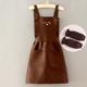 Simple-strap princess dress pure brown little love heart + sleeve