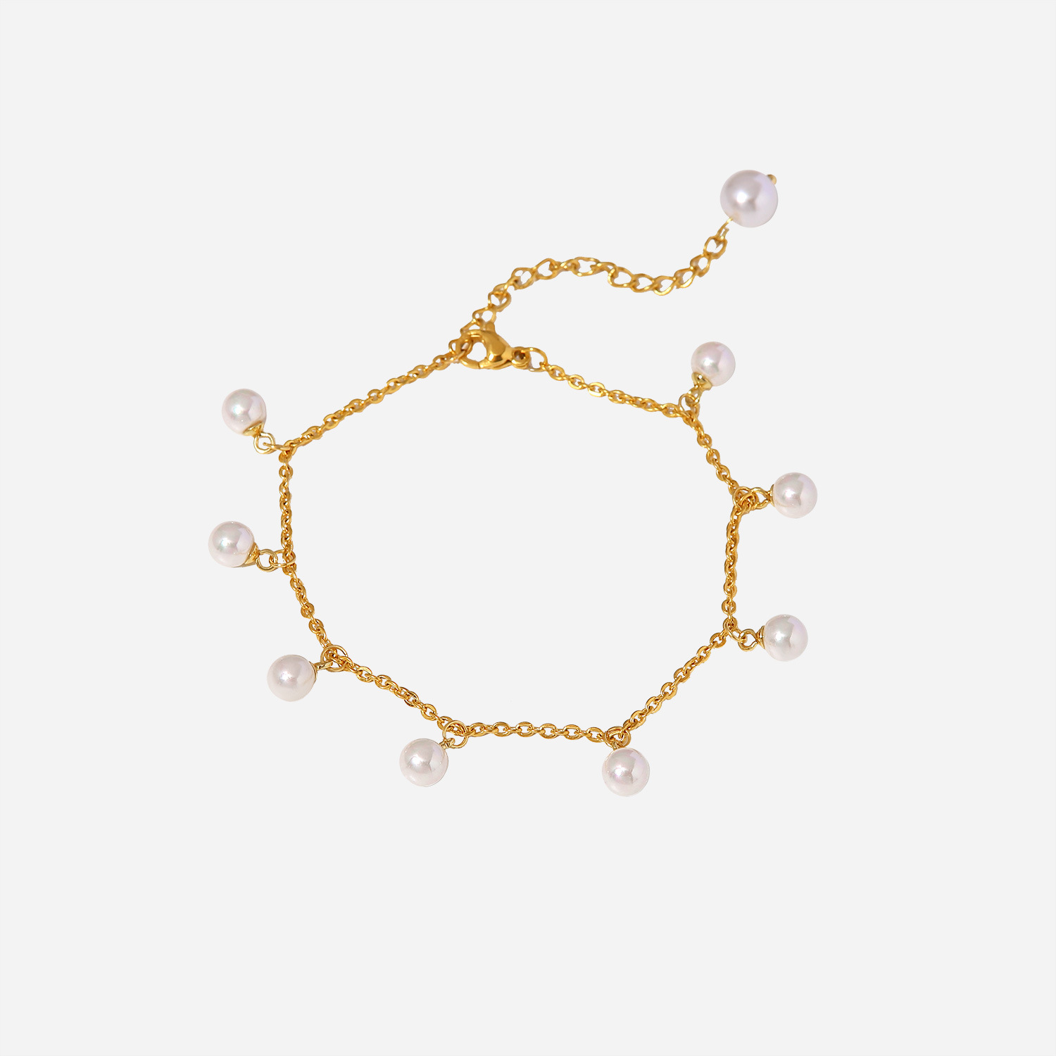 French Fashion Personality Bead Tassel Pendant Foot Ornaments Ladies 18K Gold Stainless Steel Anklet INS Style Titanium Steel Foot Ornaments