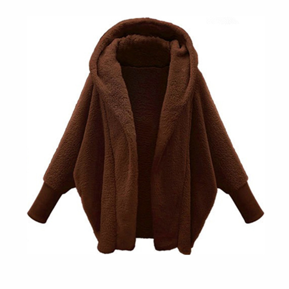 AliExpress Wish ebay2023 autumn and winter European and American women's solid color long sleeve hooded loose plush coat women