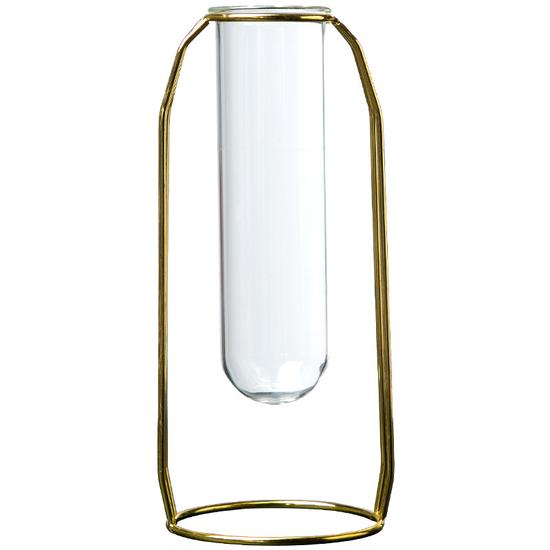 Nordic simple wrought iron glass flower arrangement base electroplating hydroponic vase dining table living room office desktop decoration ornaments