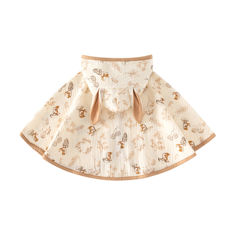 Summer Baby's Cloak for Boys and Girls Children Going Out Sunscreen Cotton Gauze Baby Cute Single Layer Ultra-thin Short Cloak