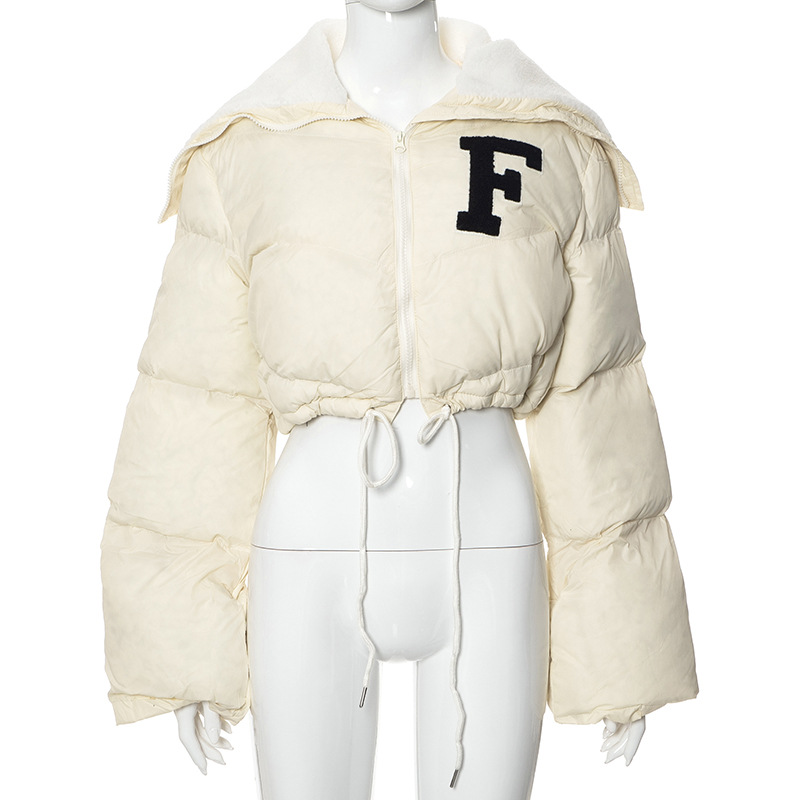 Q22TP392 European and American women's clothing 2022 autumn and winter New Fashion solid color embroidery North American small stand collar casual cot_voghion.com