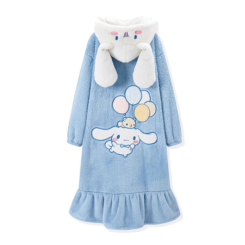Yugui dog pajamas coral fleece thickened nightgown 2023 Winter big ear dog cute cartoon long Internet celebrity home wear
