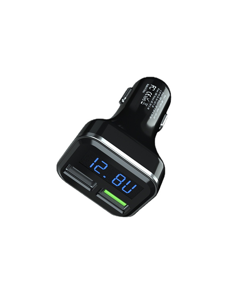 New QC3.0 car fast charger car charger dual USB with voltage and current display new appearance charging head