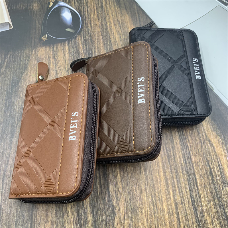 Cross-Border Men's card holder men's wallet organ card holder in stock PU id bag simple new multi-card coin purse