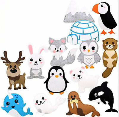 DIY sewing felt plush animal art kit children sewing set felt toy polar set