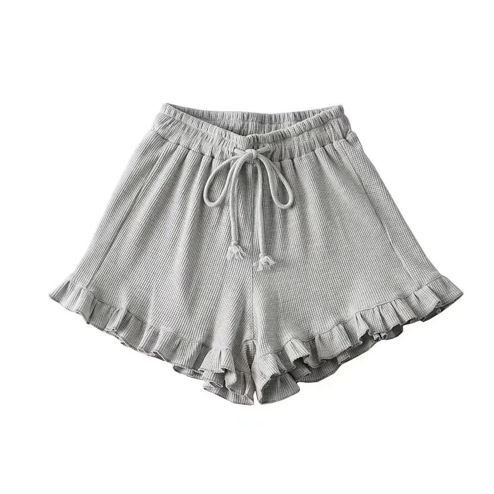 All-match Casual Women's Lace Waffle Shorts Fashionable 2022 Summer New Arrival Spring Waist Sports Pants Hot Pants