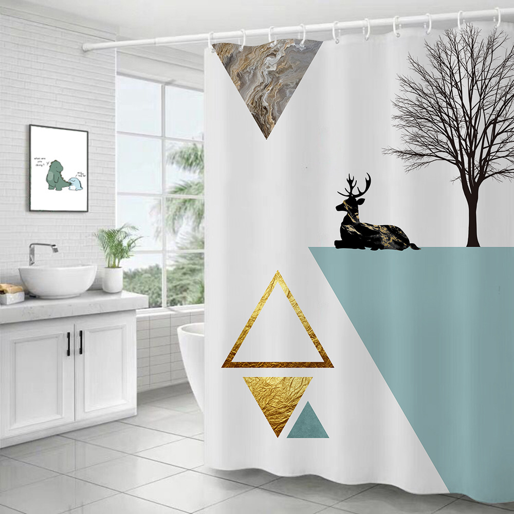 Manufacturers cross-border direct supply of gold series home digital printing non-perforated toilet partition curtain shower curtain