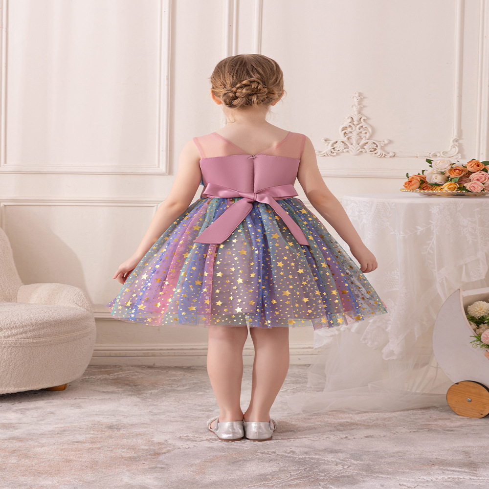 Cross-border 2023 new girls dress birthday piano catwalk skirt Europe and the United States cross-border children's clothing girls dress
