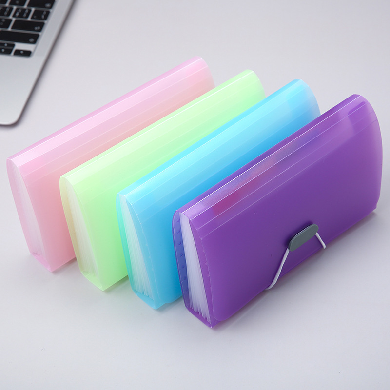 transparent-a6-mini-accordion-file-folder-office-supplies-receipt-storage-ticket-holder-candy-color-13-slots-document-folder
