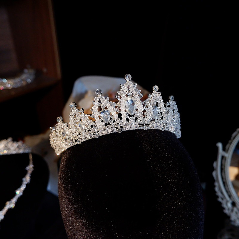 Light luxury Korean crystal beaded children Princess Crown hair accessories girl Crown girl stage performance birthday gift