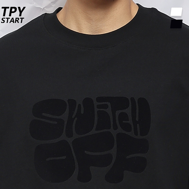 TPY2 024 280g American heavy retro letter printed T-shirt men's summer couple loose short sleeve top