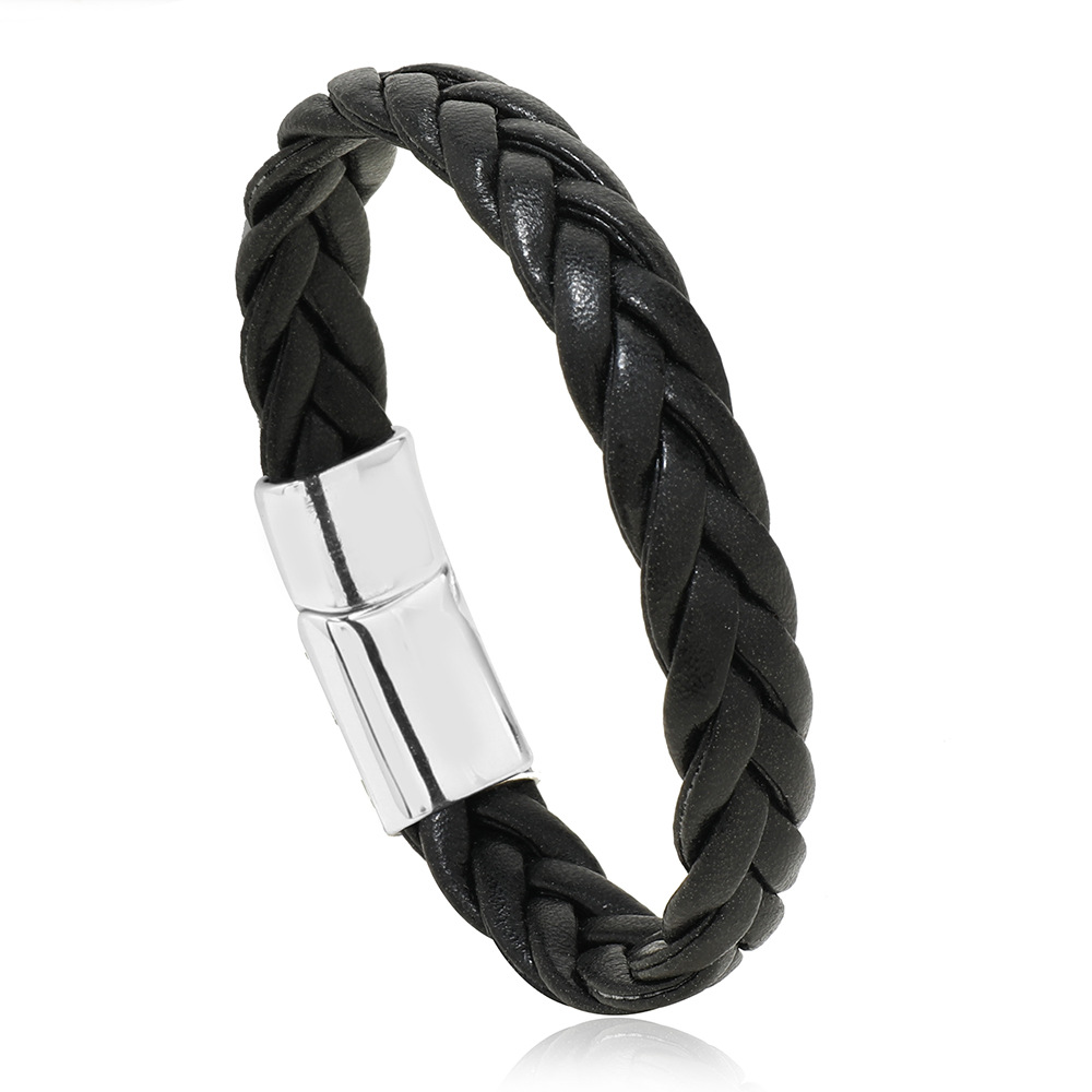 AliExpress best selling woven leather bracelet foreign trade fashion Men's Magnetic buckle bracelet leather bracelet jewelry manufacturers supply