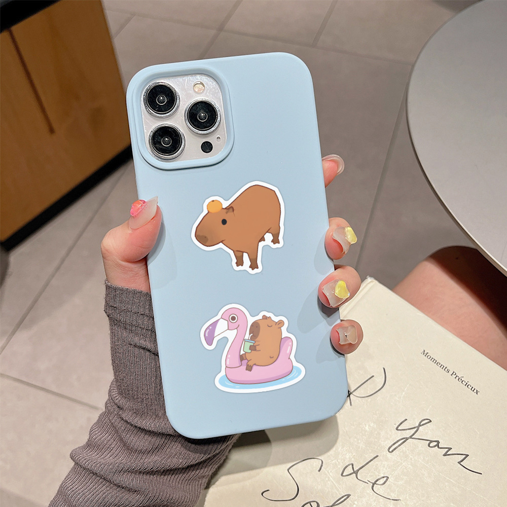 60 cartoon Capybara Capybara graffiti stickers children's DIY skateboard luggage mobile phone waterproof stickers