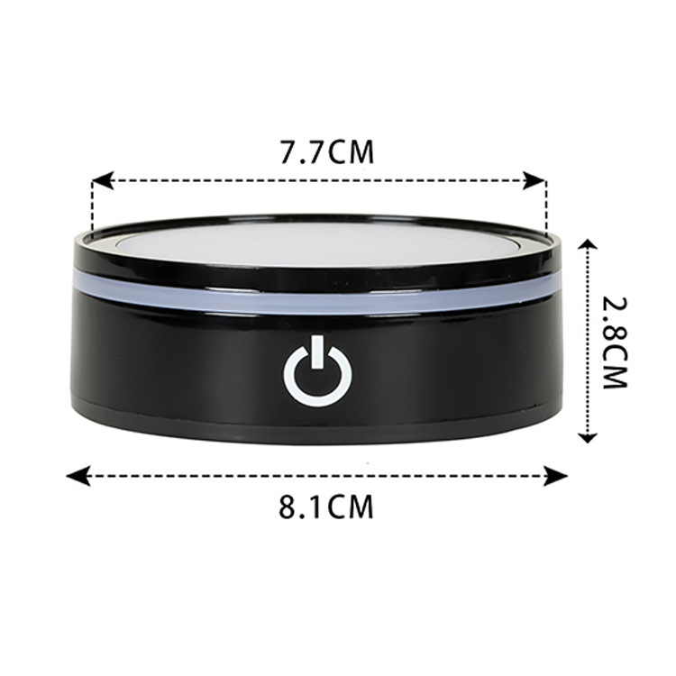 LEDタッチ発光雰囲気水晶ランプホルダー8cmマルチモード七彩白色光3d内彫刻レーザー円形ベース|undefined