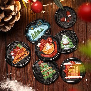 September new product original new Christmas series fire paint seal copper head holiday gift brass carved seal head Wholesale