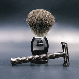 Cross-border Retro Men's Black Bright Wooden Handle Brown Mahogany Handle Beard Brush Handmade Foam Cleansing Brush Razor Shaving
