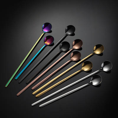 304 Stainless Steel Spoon Japanese and Korean Style Long Handle ins Coffee Spoon Bar Ice Spoon Seasoning Mixing Spoon Mug Spoon