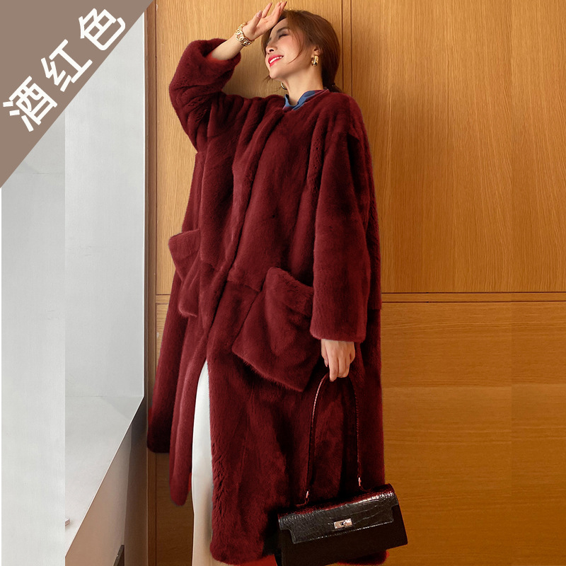2021 New Winter Fashion Casual Faux Fur European and American Elegant Coat Women's Coat Loose Foreign Trade Mid-length