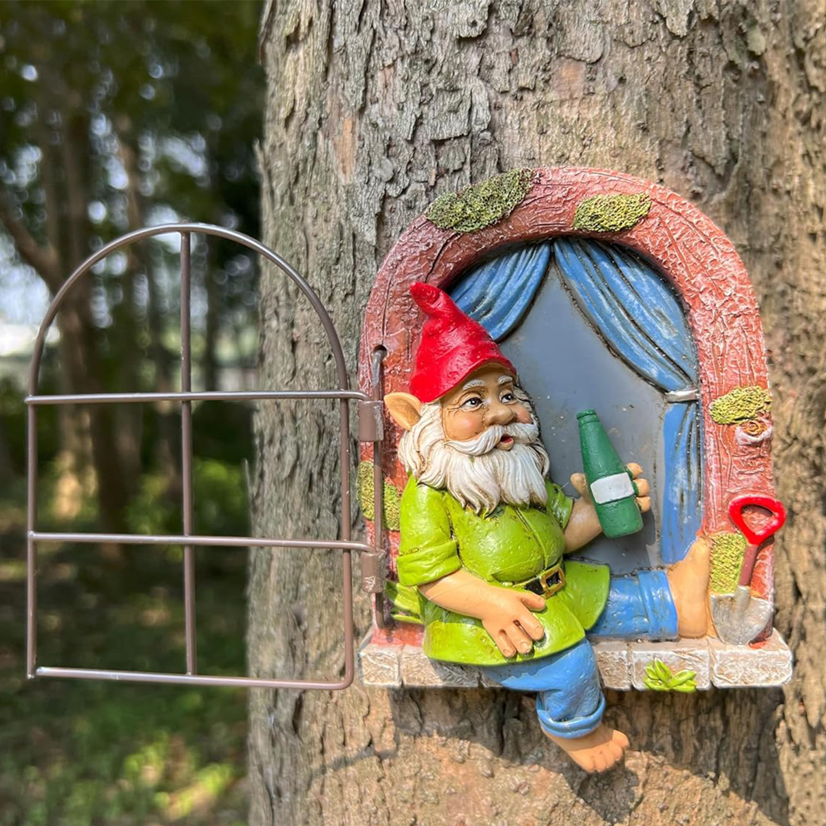 Cross-border drinking dwarf window ornaments creative resin outdoor garden tree hanging decoration hanging crafts landscape