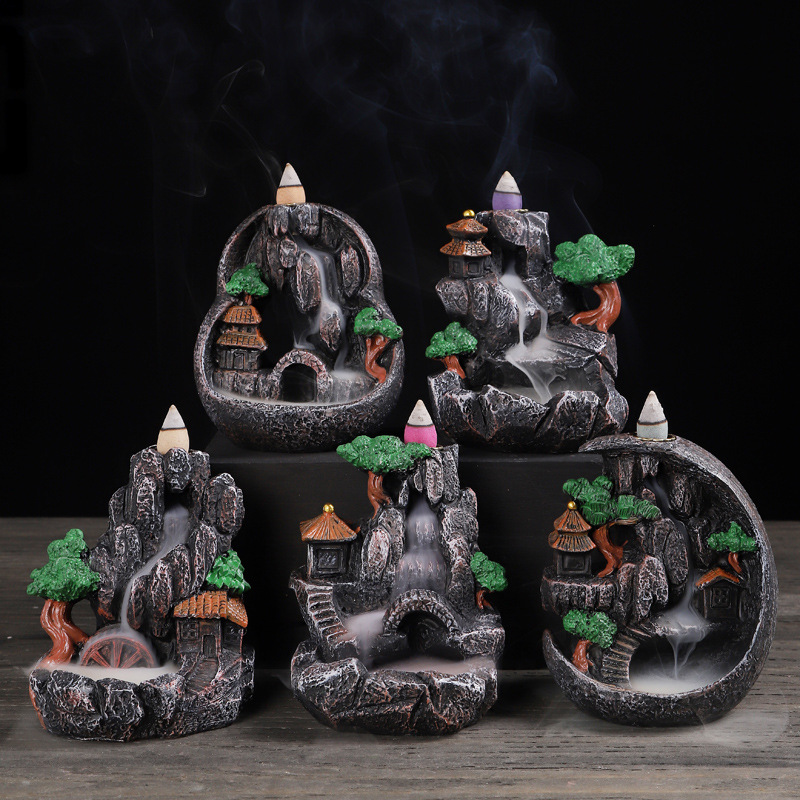 Back flow incense burner resin household indoor Tea way incense way new retro creative return ornaments cross-border manufacturers on behalf of the hair