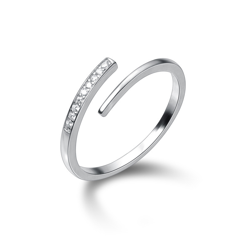 Nalan s925 argento sterling stile coreano fresco semplice monogramma micro bordo diamante temperamento aperto gioielli donna J3616_voghion.com