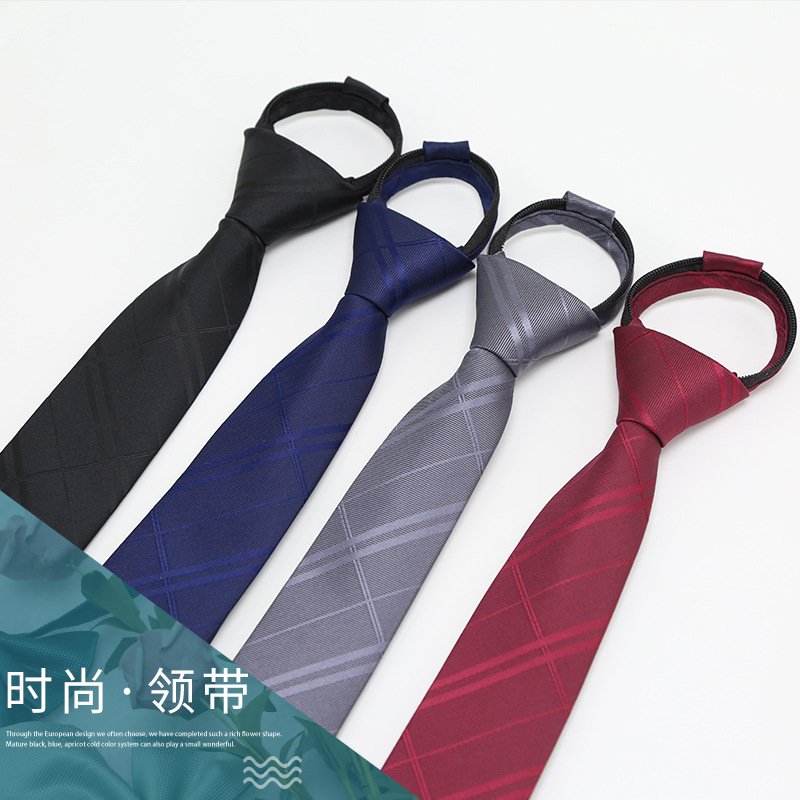 Zipper professional tie men's business formal zipper tie lazy people pull 6cm pattern tie wholesale
