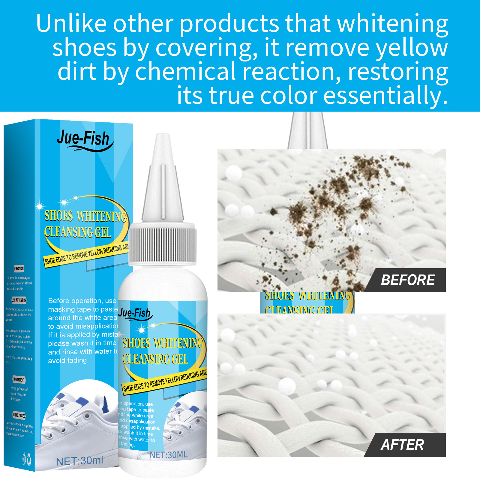 Jue-Fish small white shoes cleaning agent shoe polishing agent sports shoes decontamination and yellow edge shoe edge oxidation gel agent