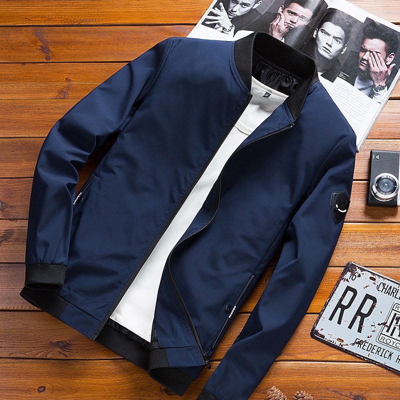 Men's stand collar coat new spring and autumn Korean style slim-fit trendy handsome jacket men's casual autumn clothes