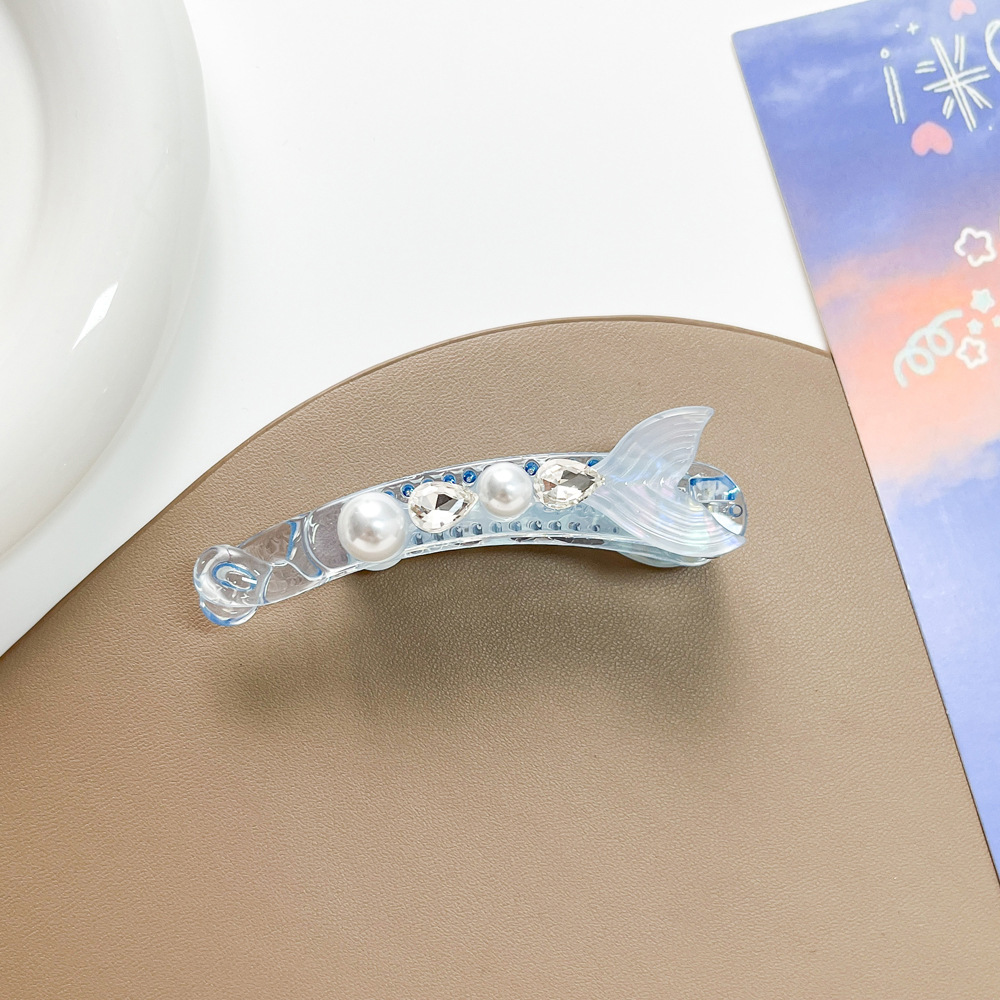 Corea del Sud piccola clip a banana clip a coda di pesce con perle clip verticale per capelli forcina per capelli di alta qualità clip a coda di cavallo con goccia d'acqua clip a torsione carina_voghion.com