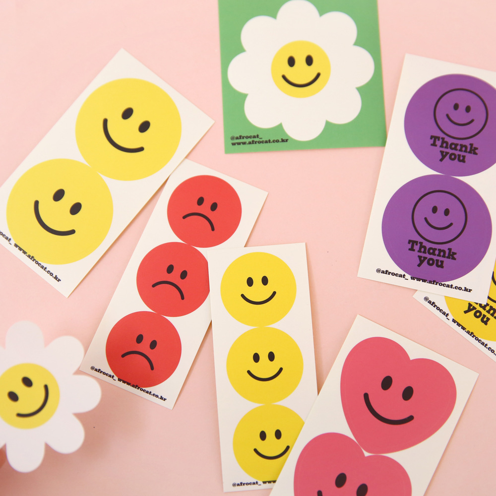 A0 Korean Cute Bear Daisy Tulip Love Smiley ins Cartoon Hand Account Decorative Expression Sealing Sticker