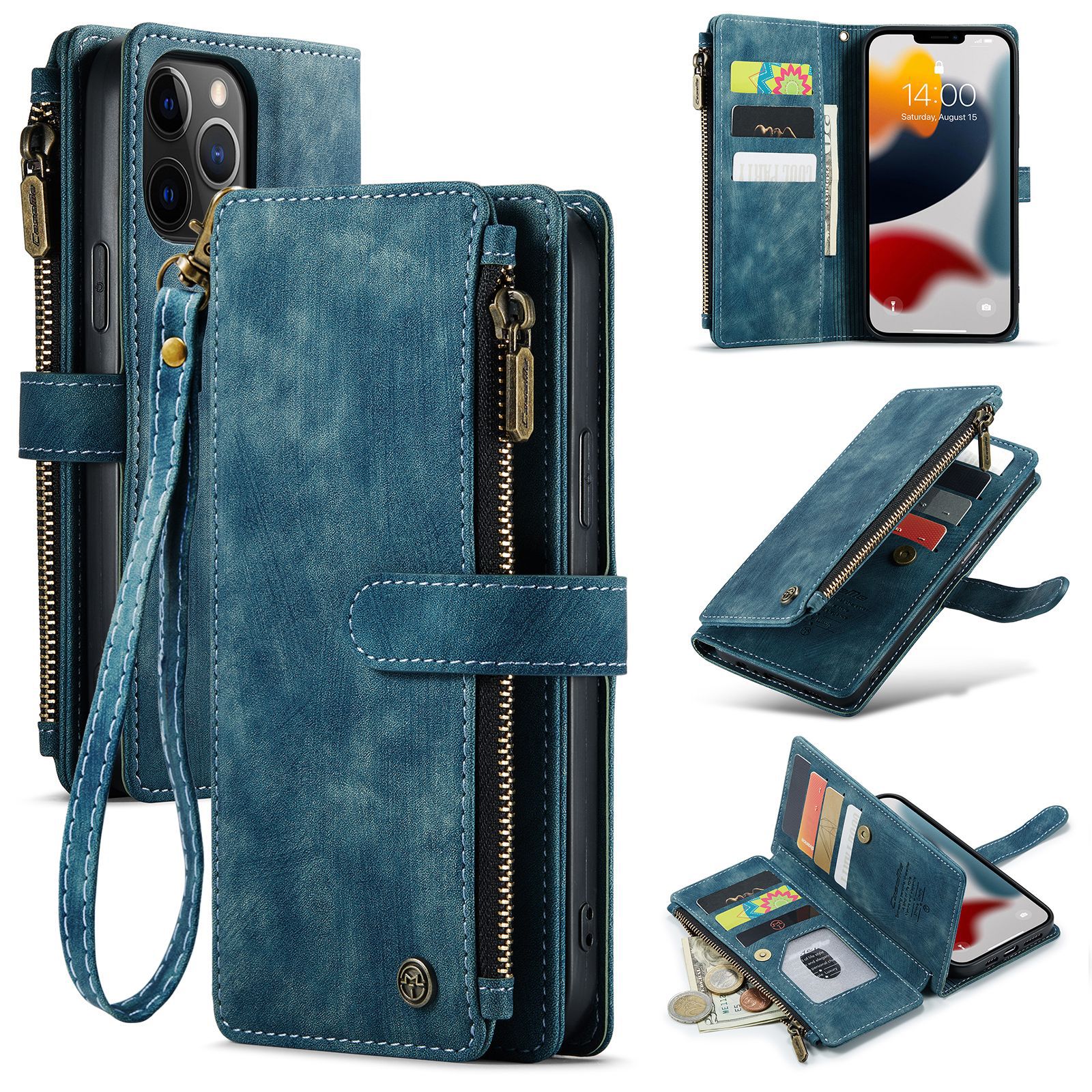 Suitable for iPhone12Pro Phone Case Apple 15 Card Leather Case New 16PROMAXi Retro Flip Wallet