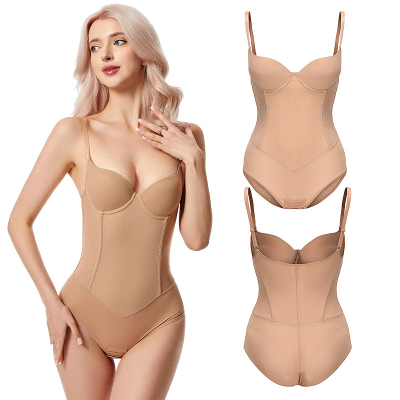 Cross-border Enhanced Body Shaping Clothes with Steel Rim Bra Jumpsuit 7 Steel Bones Strong Abdomen Tucking Waist Hip Lifting