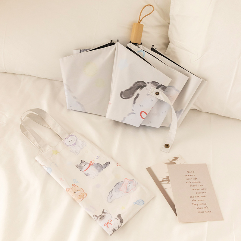 Cute Cat Full-automatic Sunny Umbrella Dual-purpose Folding Sun Umbrella High-value Women's Sun Protection UV Protection Sun Umbrella