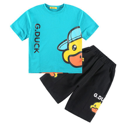 Boys' summer sports suit 2024 new children's short-sleeved summer boys' performance little yellow duck cartoon clothes