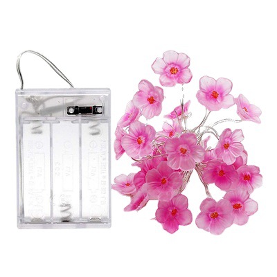 Amazon Cross-border Pink Cherry Blossom Light String Simulation Cherry Blossom Plum Blossom Shape Decoration String Lamp Battery Box Copper Wire Lamp