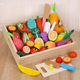 Wooden magnetic children's educational play house toy simulation fruit cutting game vegetable cutting music Wholesale