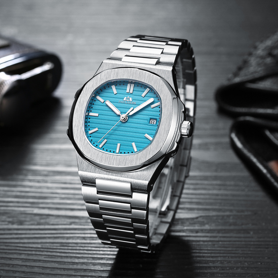 Relógio mecânico totalmente automático com calendário de cinto de aço sólido luminoso Parrot masculino RELÓGIO AUTOMÁTICO_voghion.com