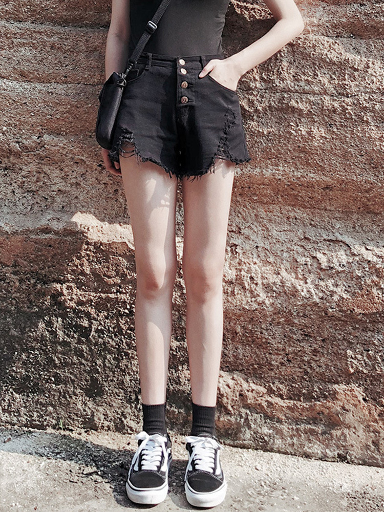 It's so beautiful! White-breasted high-waisted denim shorts women's a-line version loose wide-leg hot pants for 2022 summer