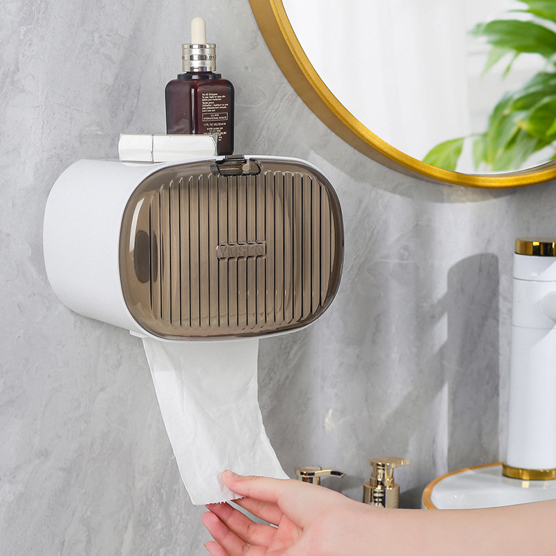 Punch-free Toilet Tissue Box Toilet Waterproof Wall-mounted Toilet Paper Rack Roll Paper Box Toilet Paper Box