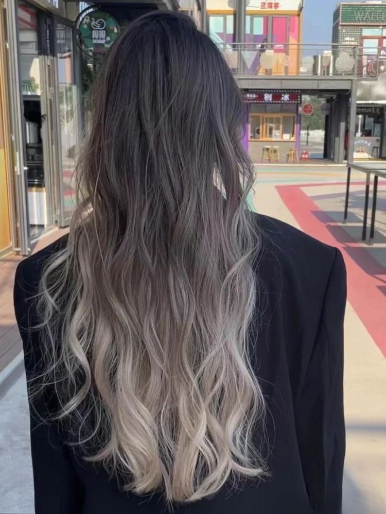 One-piece seamless hair extension Paris painting dyeing gradient water ripple fluffy hair growth simulation hair extension