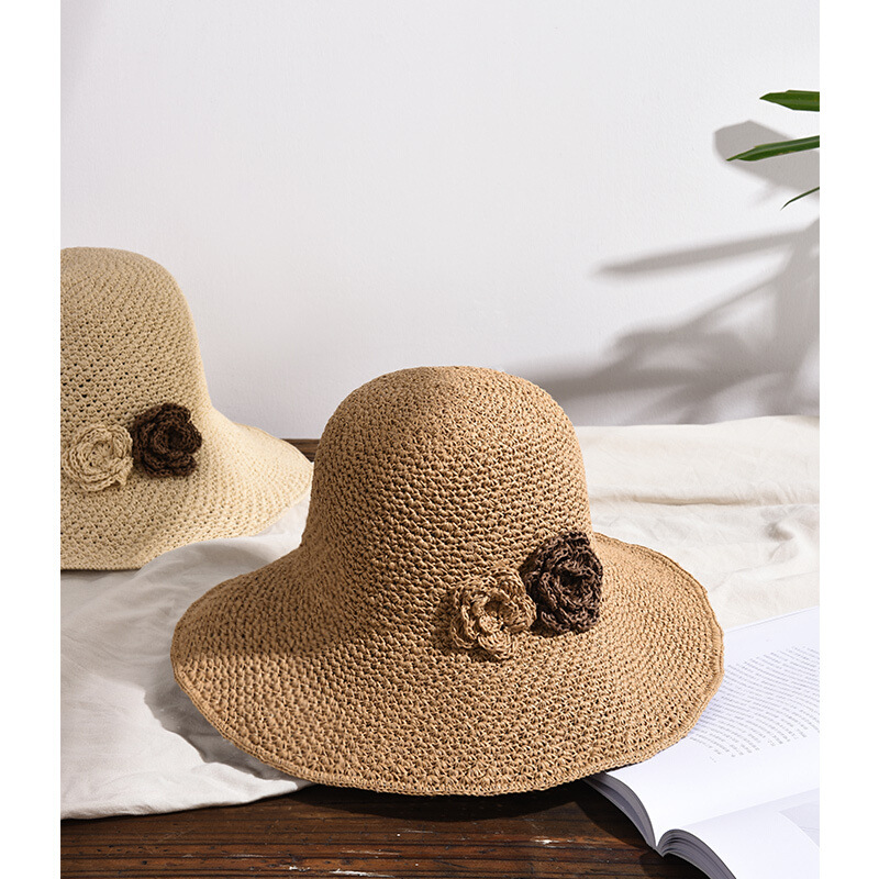 Women's Korean Style Foldable Sun Hat, Beach Umbrella Hat, Beach Sand Hat, Vacation Sun Hat