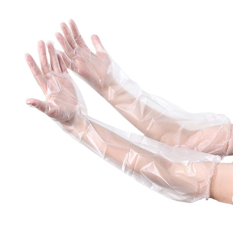 Disposable lengthened gloves thickened cpe arm gloves household dishwashing waterproof non-slip 60cm household gloves