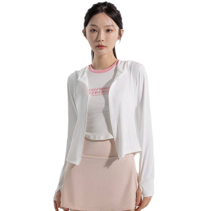 2024 new original yarn sun protection clothing UPF50 + women's summer slimming ice silk yoga clothes jacket slim top