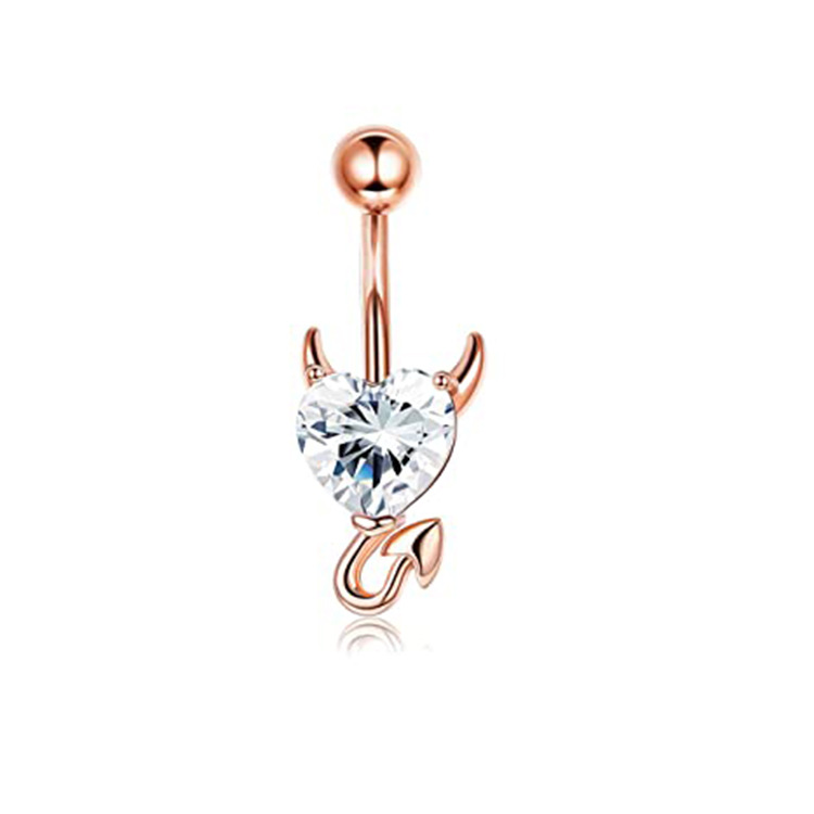 Amazon AliExpress demon heart-shaped zircon navel ring stainless steel piercing navel nail
