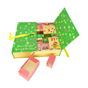 Green New Christmas Gift Box Christmas Gift Countdown Calendar Box 24 Days Christmas Coming Blind Box in stock