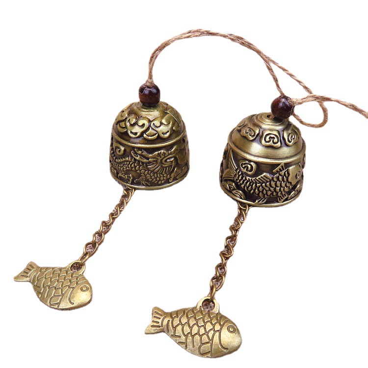 Creative Home Bell Dragon Wind Bell Pendant Door Hanging Antique Bronze Yunnan Dongba Metal Pisces Wind Bell Pendant