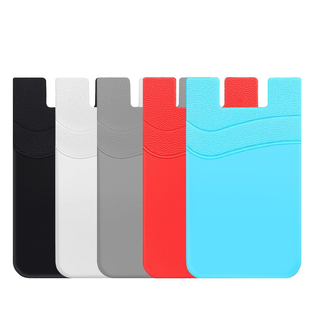 Double Layer Silicone Card Cover Sticker Mobile Phone Silicone Card Bag Back Adhesive Back Sticker Mobile Phone Card Cover Screen Printing UV Color Printing LOGO